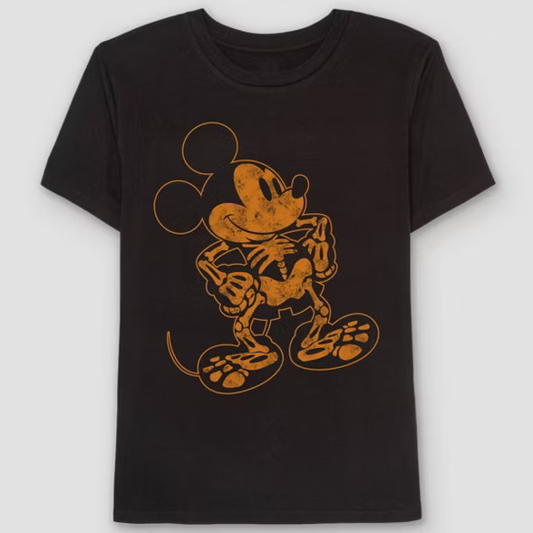 Men's Disney Mickey Mouse Skeleton Short Sleeve Graphic T-Shirt - Black L | Target