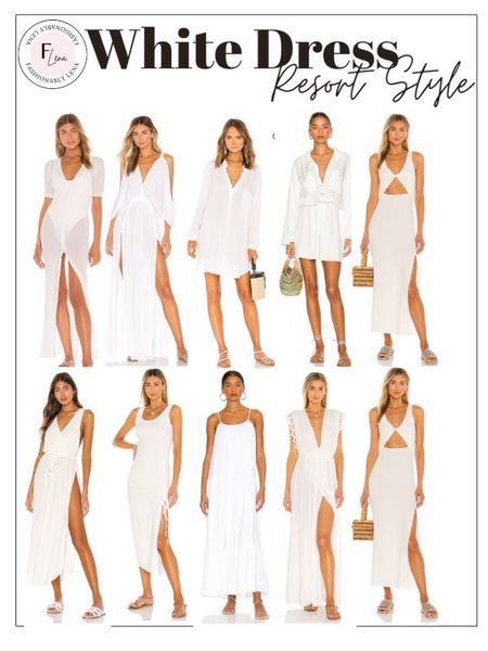 Resort style, white coverup, white bathing suit, white swimsuit, white dress, spring dress, summer dress, beach dress, pool dress, vacation dress, white dress. Revolve

#LTKstyletip #LTKSeasonal