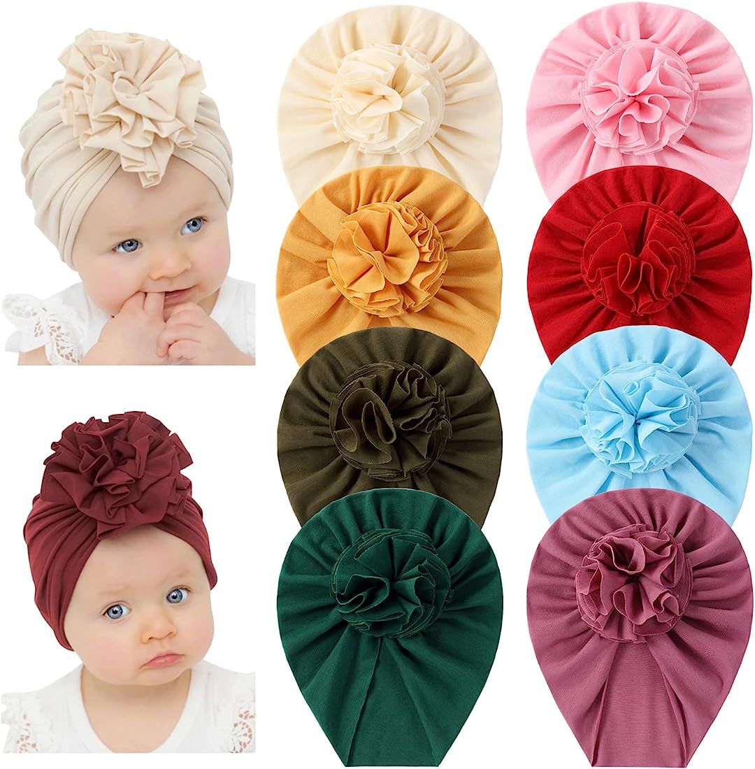 Angla Baby Large Flower Knot Donut Bow Beanie Turban Hat Cap Muslim Bonnet Headwrap | Amazon (US)