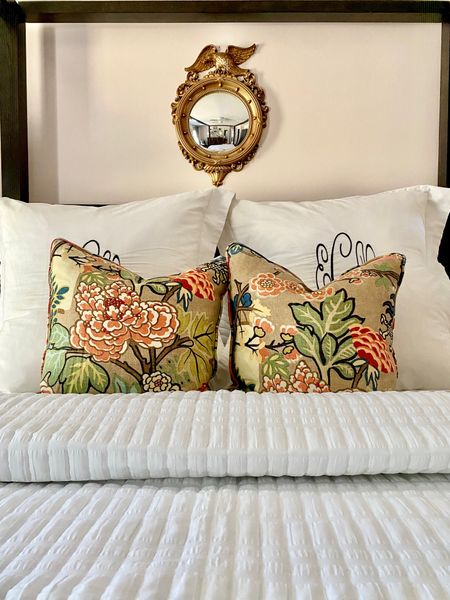 Bedding basics. White coverlet, quilt, sheet set, chinoiserie, pillows, federal mirror, euro pillow shams, canopy bed.



#LTKFind #LTKhome