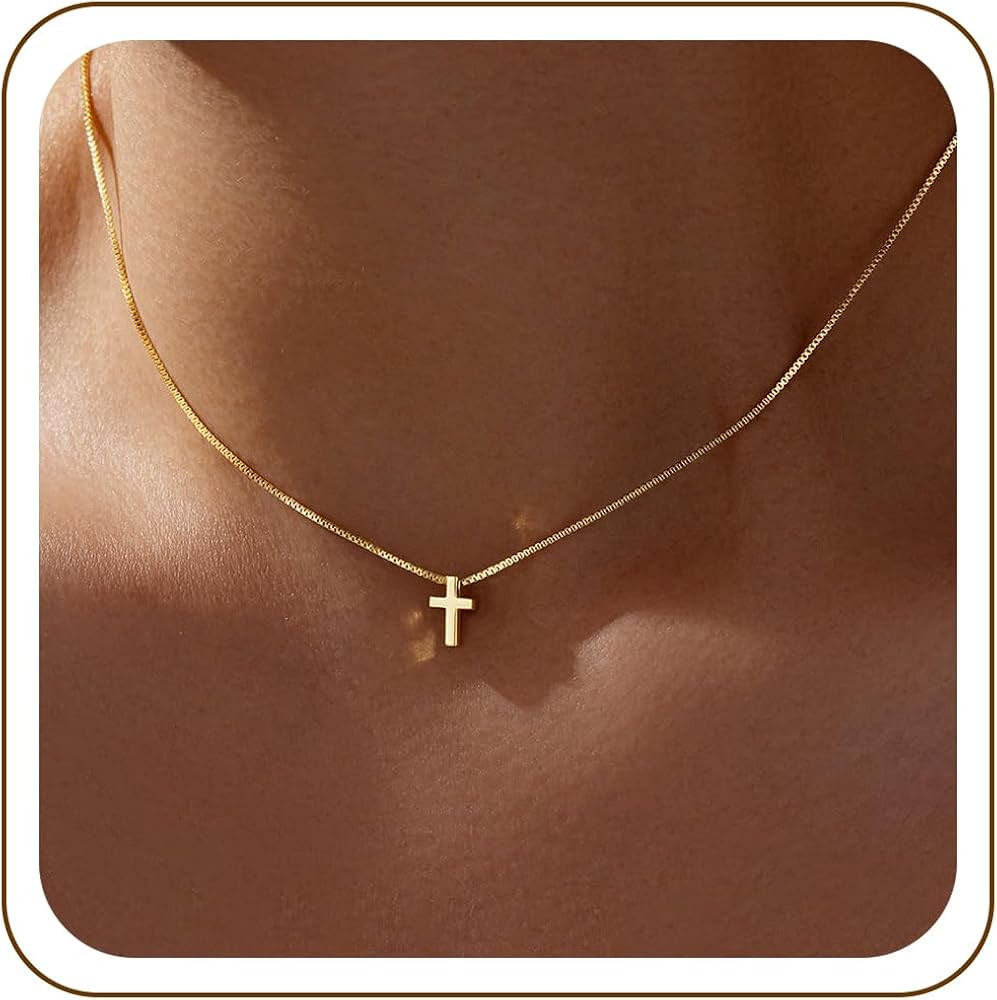 Poxtex Cross Necklace for Women Teen Girls, Dainty 14K Gold Silver Plated Cross Choker Jewelry No... | Amazon (US)