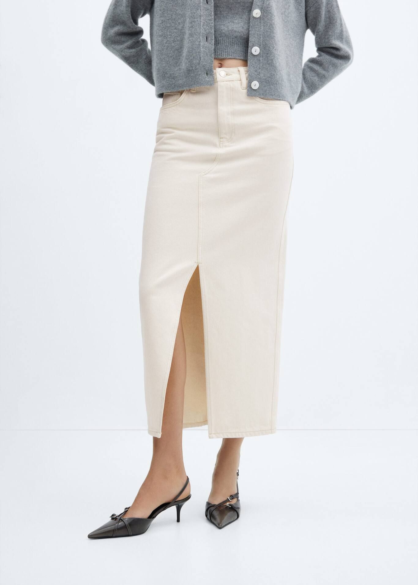 Slit denim skirt -  Women | Mango USA | MANGO (US)