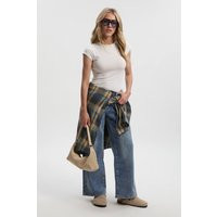 boohoo Women's Petite Comfort Stretch Mid Waist Wide Leg Jean in Vintage Wash | Size: 6/28L | Cotton/Woven | boohoo (US & Canada)