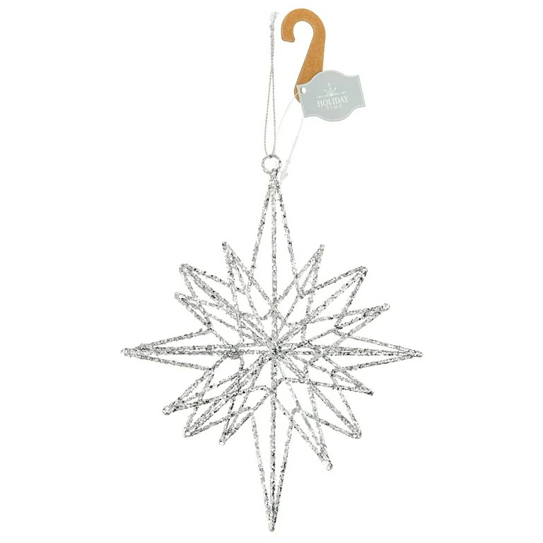 Silver Glitter Polar Star Christmas Ornament, 7.5", by Holiday Time | Walmart (US)