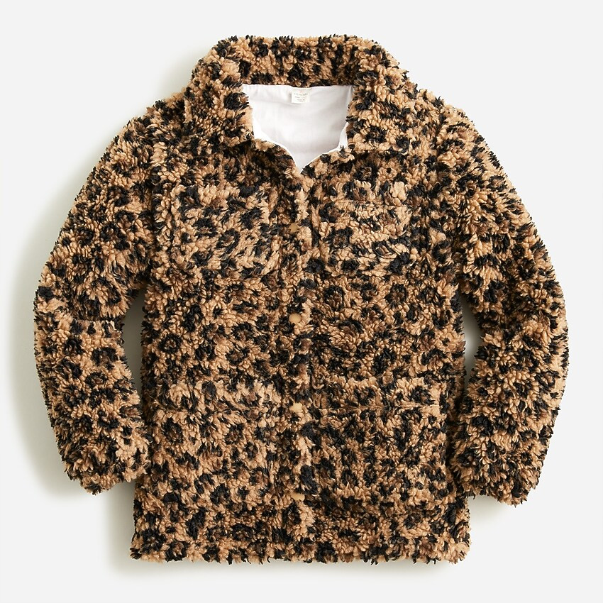 Girls' shirt-jacket in leopard sherpa | J. Crew US