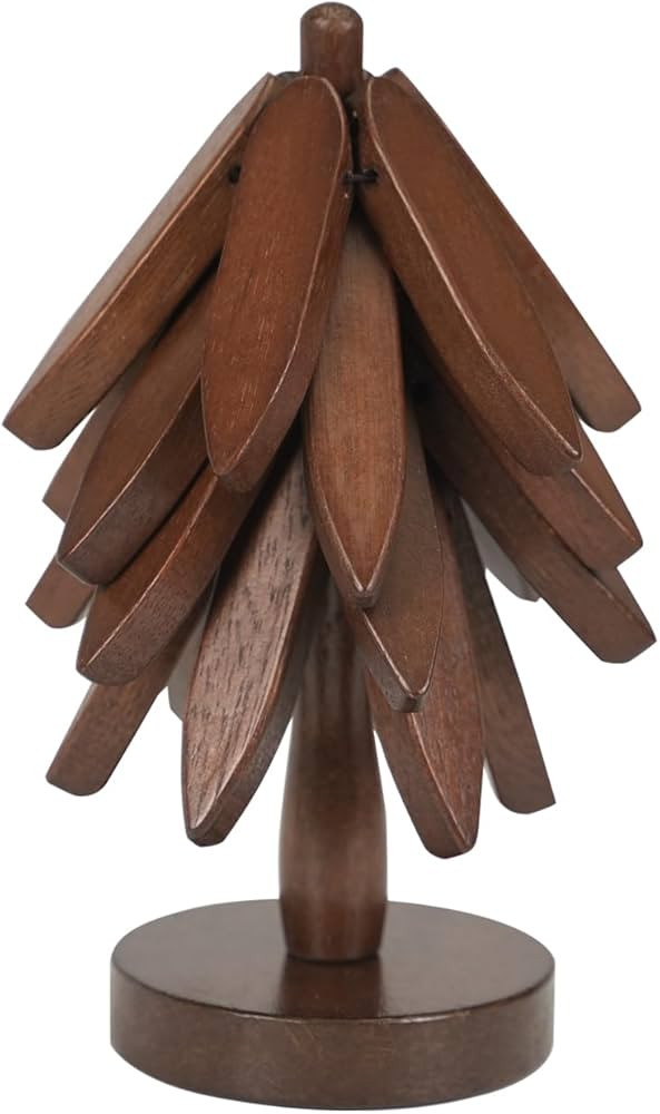 4 Wooden Trivets for Hot Dishes, Christmas Tree Trivet Set, Foldable Walnut Wood Trivets for hot ... | Amazon (US)