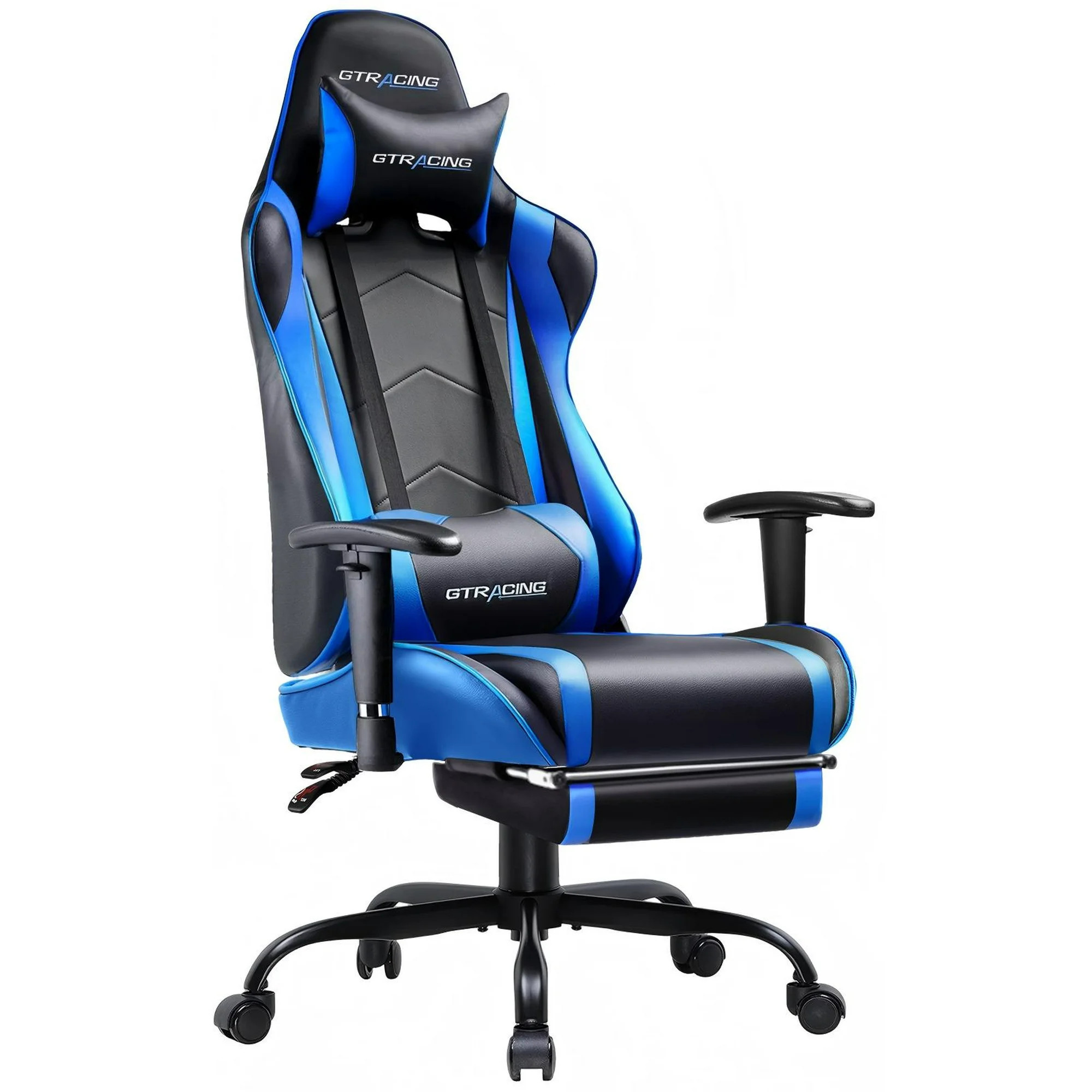 GTRACING Gaming Chair Office Chair PU Leather with Footrest&Adjustable Headrest,Blue | Walmart (US)