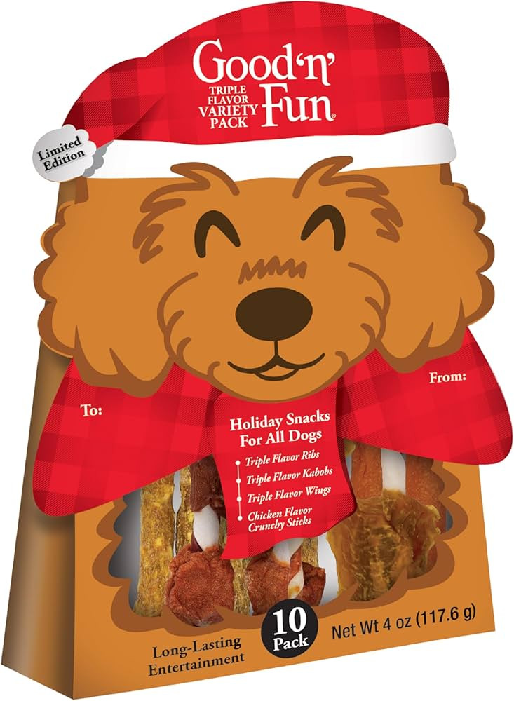 Good ‘n’ Fun Triple Flavor Variety Pack Chews for All Dogs, 10 Count, Treat Your Dog to Limit... | Amazon (US)