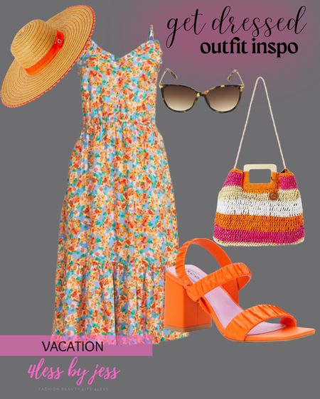 Vacation outfit idea from Walmart featuring new scrunch block sandals, midi tiered dress, and the cutest starw hat and bag on major sale! 

#LTKsalealert #LTKSeasonal #LTKtravel