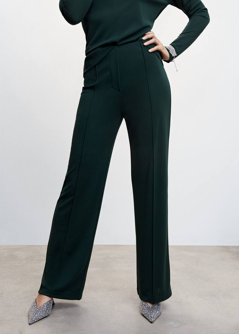 Leather effect high waist pant -  Women | Mango USA | MANGO (US)