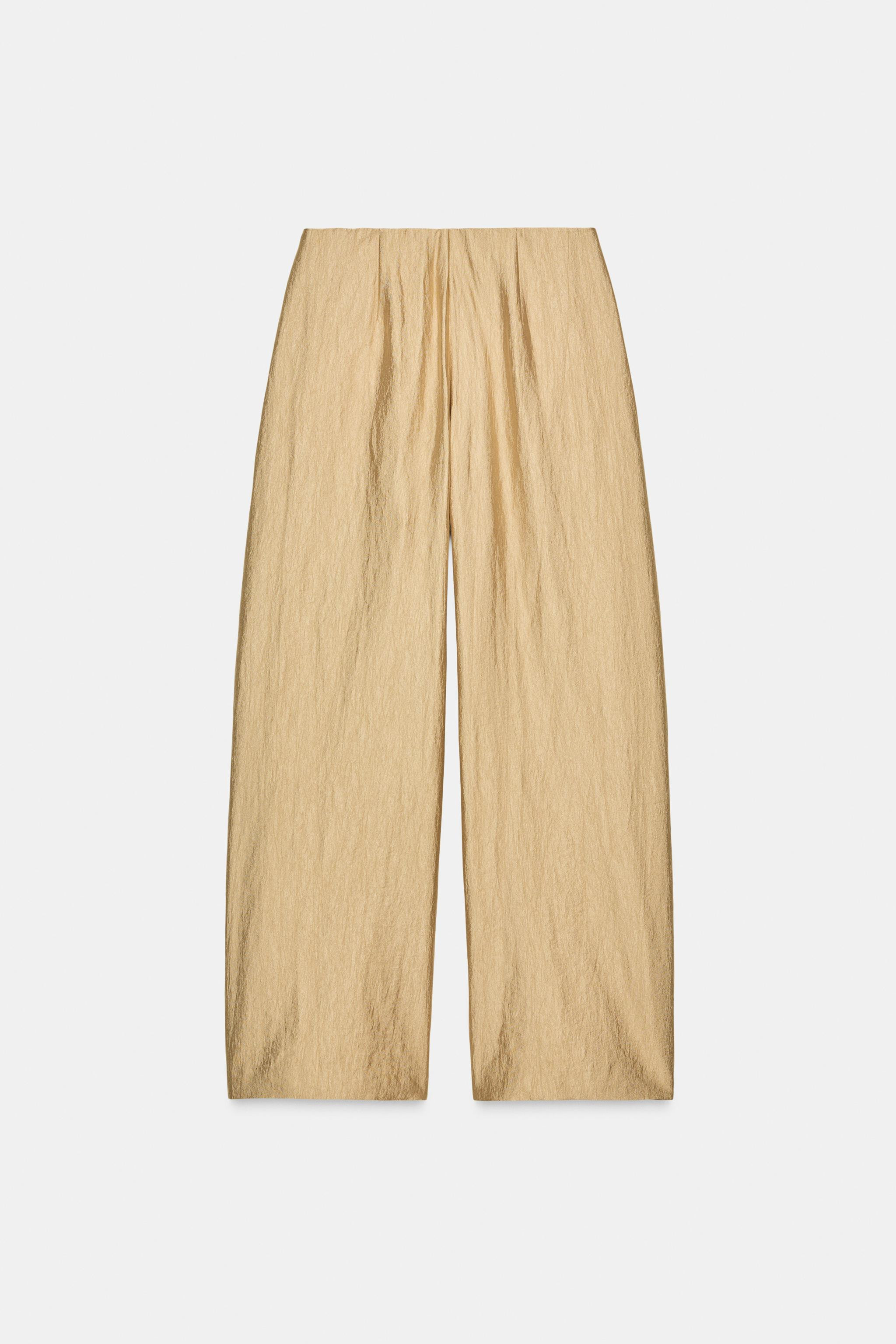 METALLIC PLEATED PANTS ZW COLLECTION | Zara US