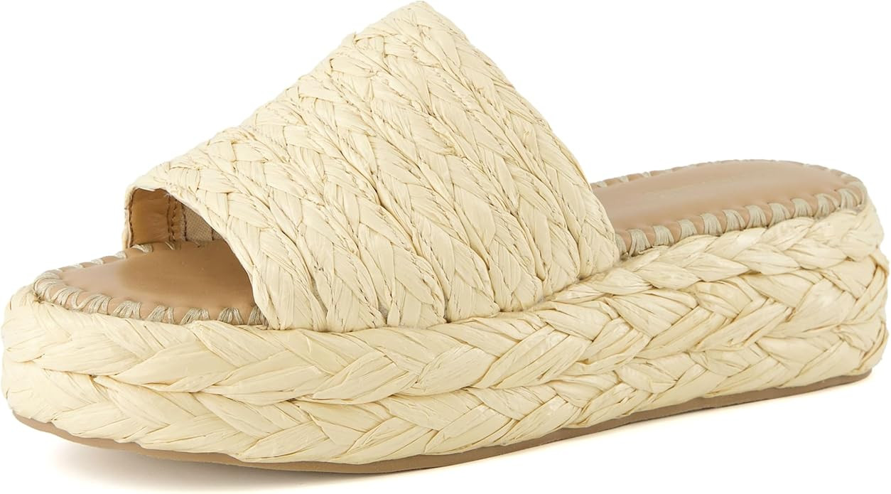 CUSHIONAIRE Women's Core Raffia Platform Sandal +Memory Foam and Wide Widths Available | Amazon (US)