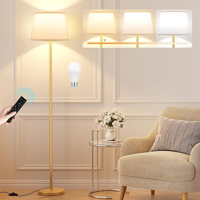 Floor Lamps for Living Room - Modern Gold Floor Lamp with Remote Control, Dimmable Colors Tempera... | Amazon (US)