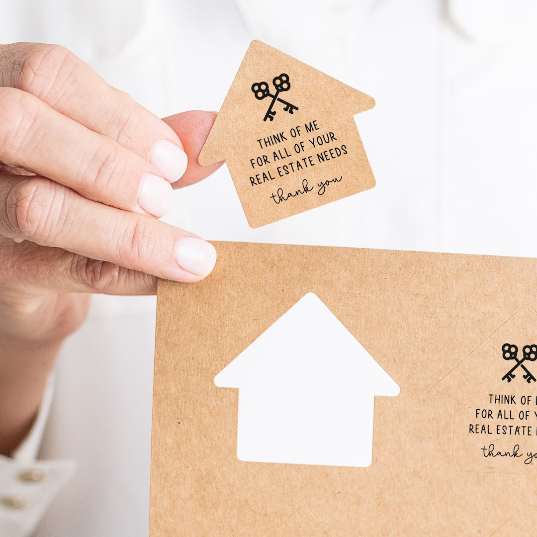 Set of Real Estate Stickers | Think of Me for All of Your Real Estate Needs | House Shaped Referr... | Etsy (US)