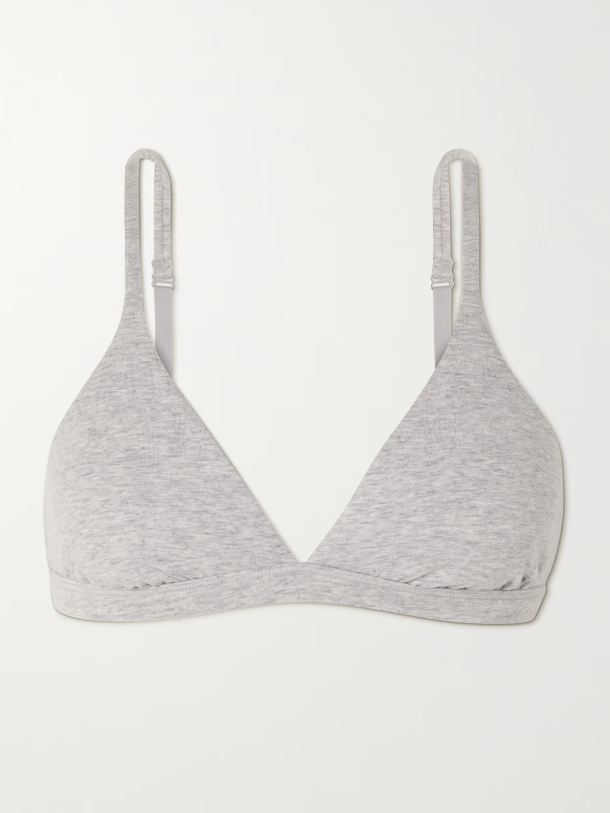 SKIMS - Cotton-blend Jersey Triangle Bralette - Light Heather Grey | NET-A-PORTER (US)