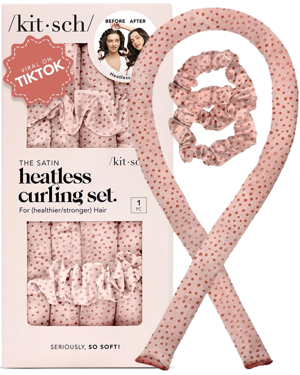 Kitsch Satin Heatless Overnight Curling Set - Soft Hair Curlers, Headband Rod for No-Heat Curls | Amazon (US)