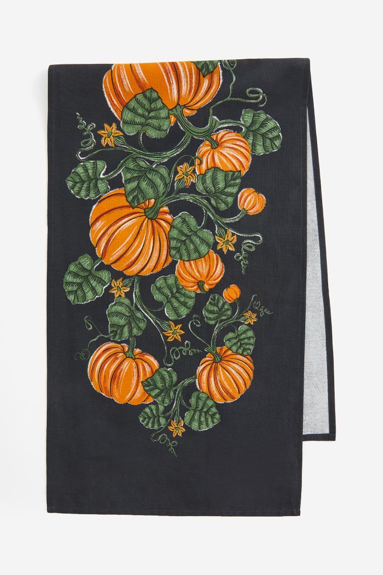 Pumpkin-motif Table Runner - Dark gray/pumpkins - Home All | H&M US | H&M (US + CA)