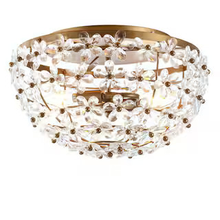 Isabelle Antique Gold 15.5 in. Metal/Acrylic LED Flushmount | The Home Depot