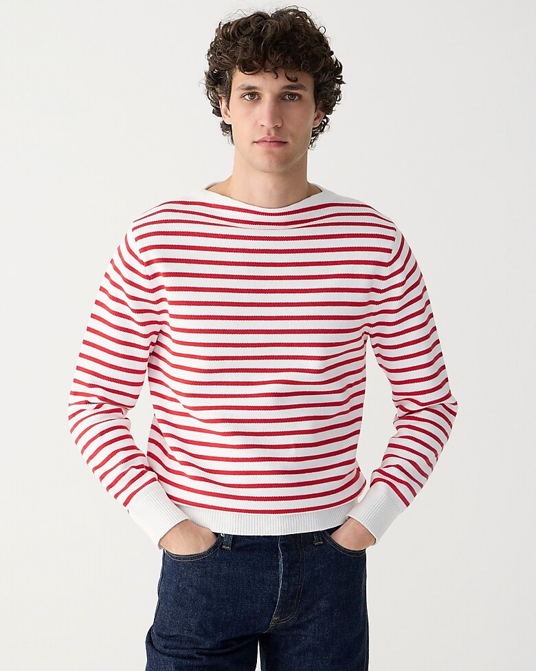 Cotton boatneck sweater in stripe | J. Crew US