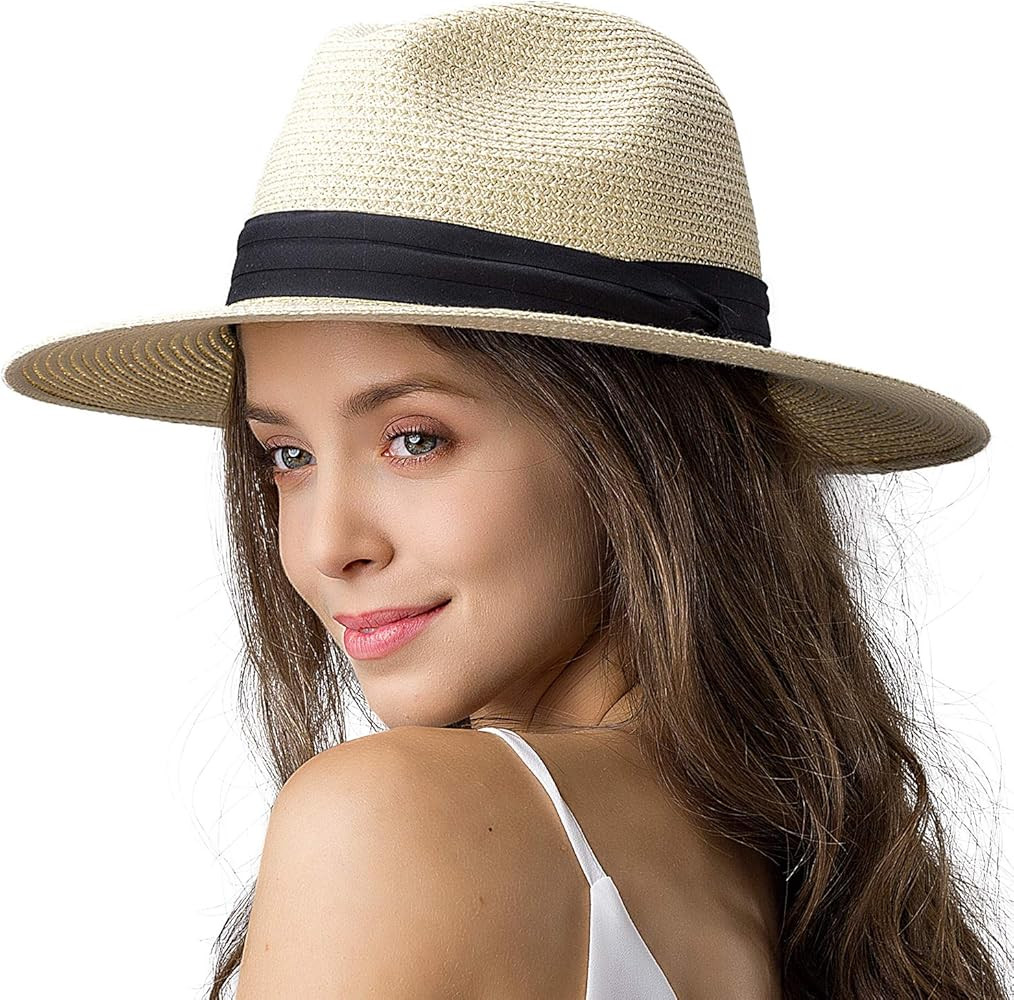 FURTALK Womens Mens Wide Brim Straw Panama Hat Fedora Summer Beach Sun Hat UPF Straw Hat for Wome... | Amazon (CA)