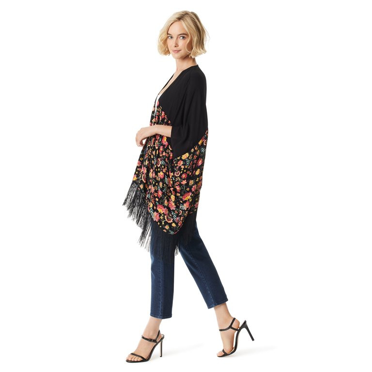 Jessica Simpson Women's and Women's Plus Julia Fringe Kimono | Walmart (US)