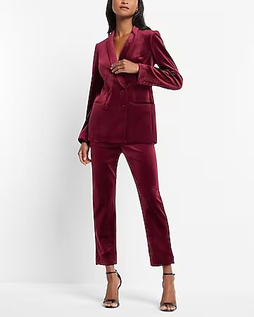 Editor Velvet Straight Cropped Pant Suit | Express