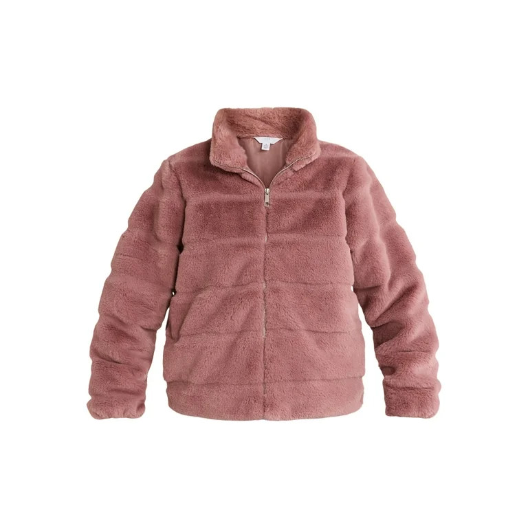Time and Tru Women's and Women's Plus Faux Fur Channel Jacket, Sizes XS-3X - Walmart.com | Walmart (US)