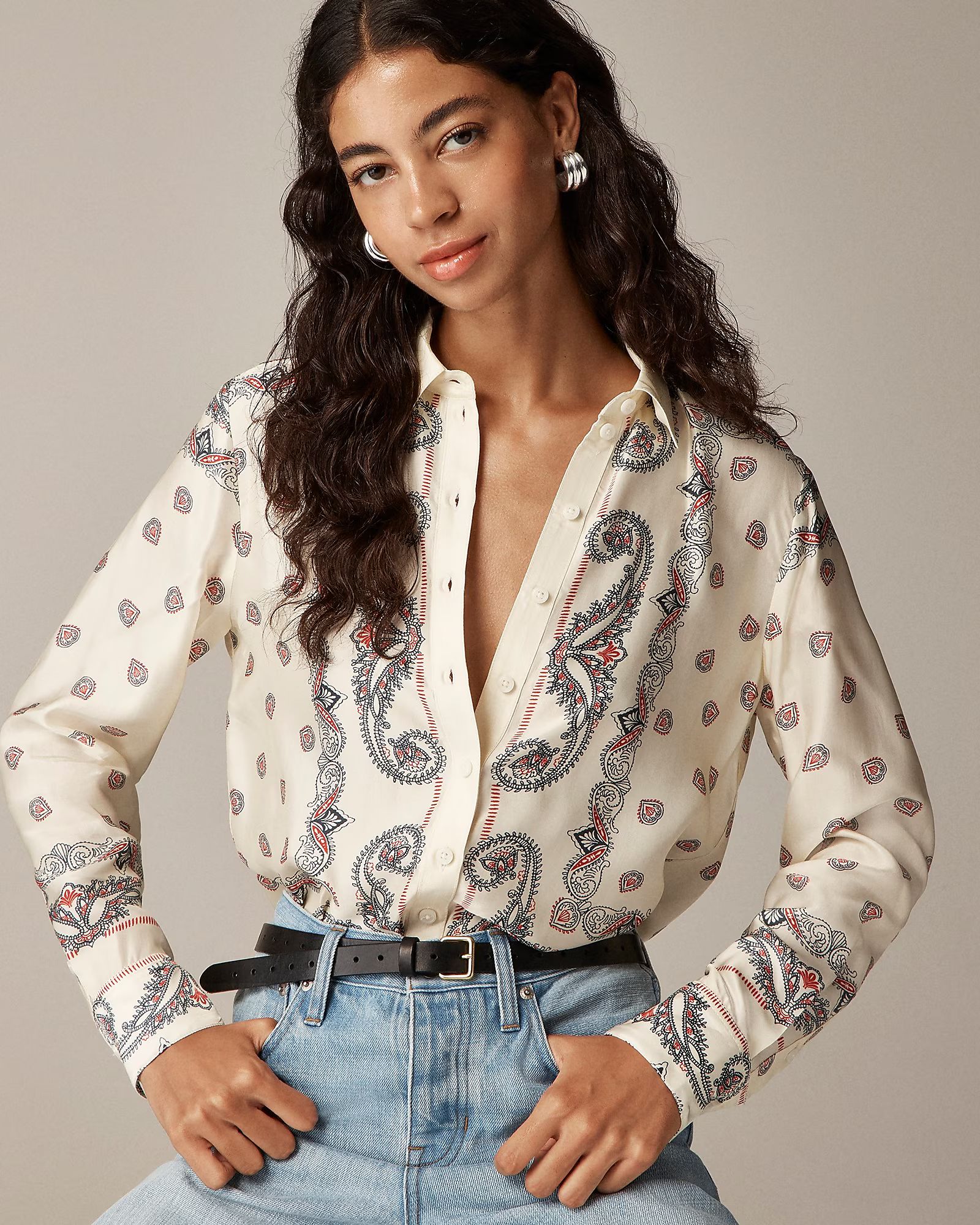 Drapey paisley-print shirt | J. Crew US