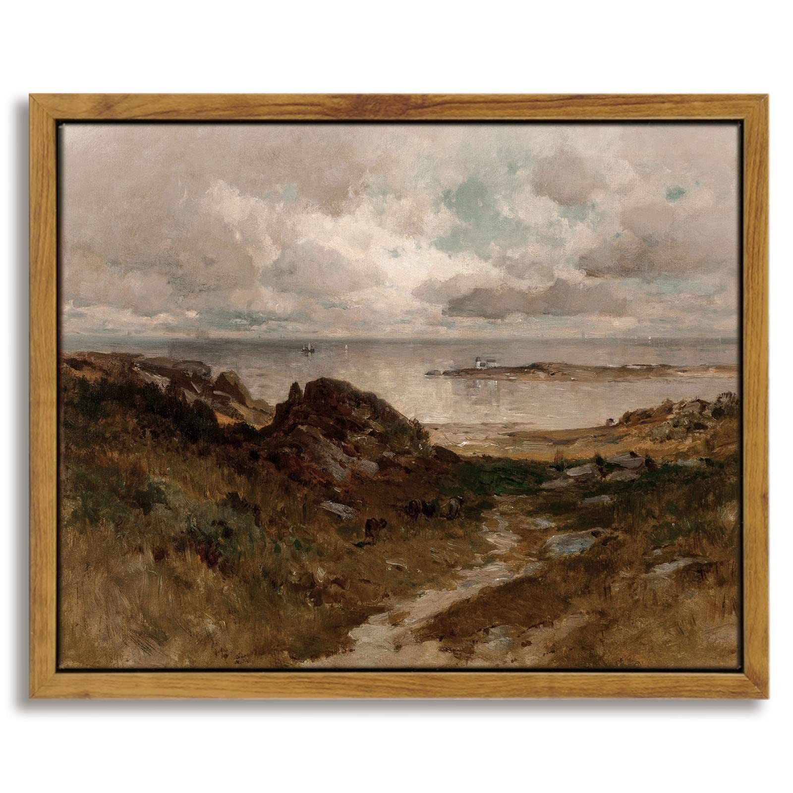 InSimSea Framed Canvas Wall Art Vintage Decor, Seaside Path Wilderness Landscape Oil Paintings fo... | Amazon (US)