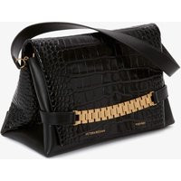 Victoria Beckham Chain Pouch Bag With Strap In Black Croc Embossed Leather | Victoria Beckham UK