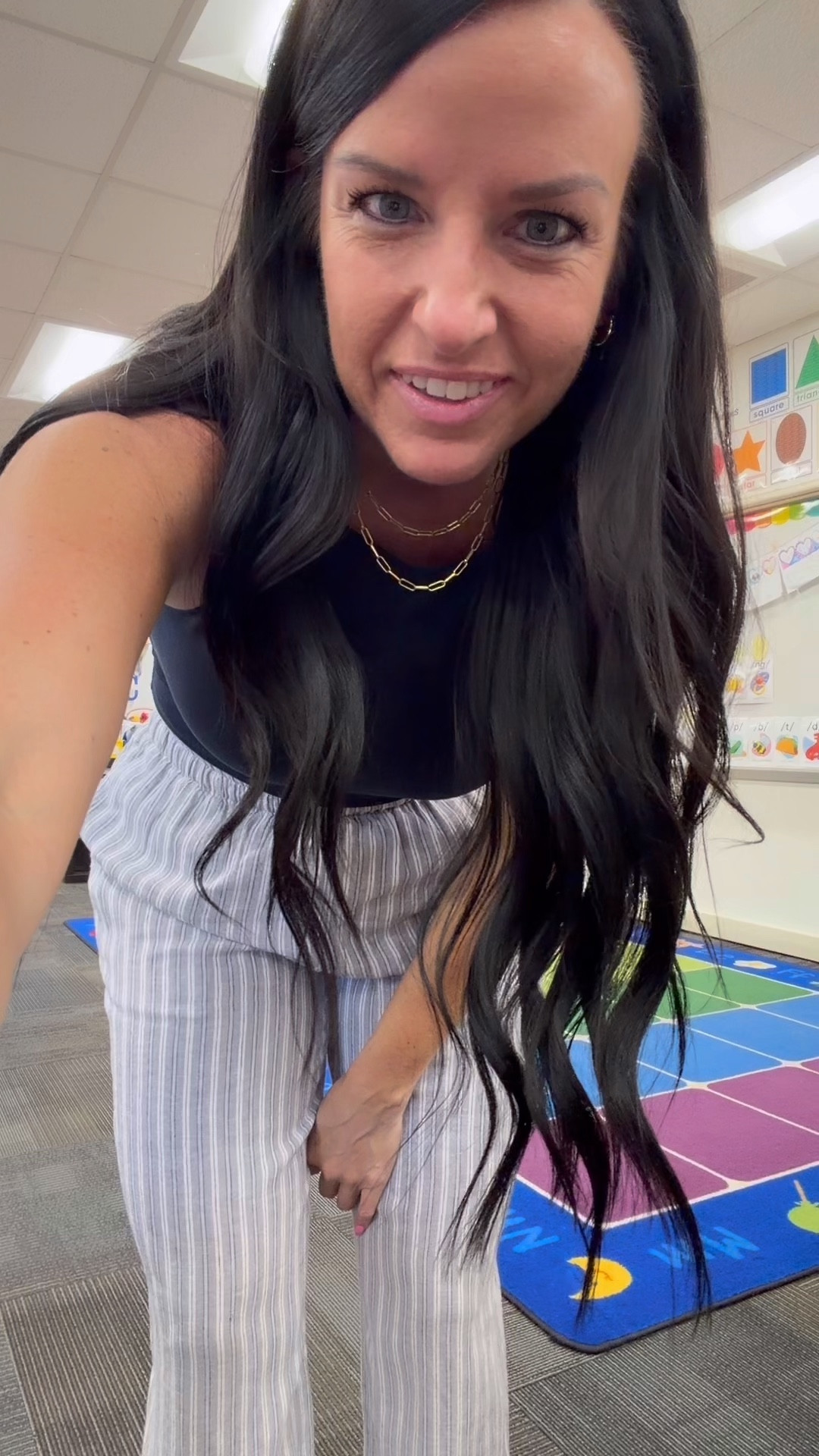 Today’s Old Navy teacher outfit of the day! These pullon linen pants are so cute for work, but also would be great for summertime and your summer vacation. The double lined top fits true to size, I’m in a small, and it comes in more colors. The pants fit true to size, I’m in a S, and they come in a few more striped colors as well as solid colors. They have pockets and are stretchy around the waistband. ￼

#LTKdayinmylife #LTKSeasonal #LTKootd