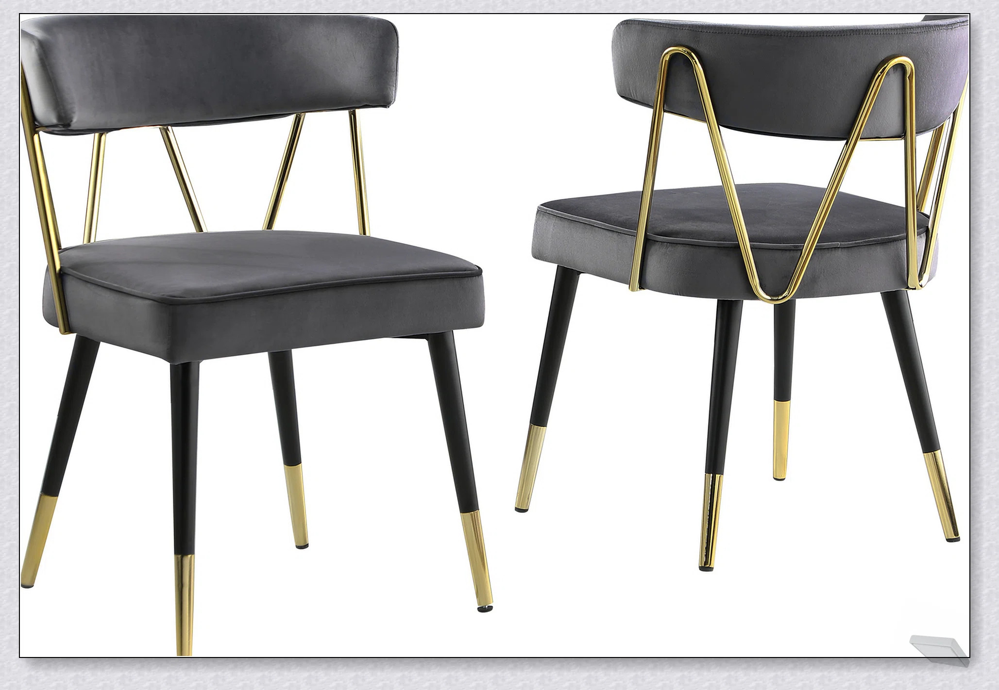Glam Velvet Dining Chair Set of 2 with Gold Trim, Padded Seat Upholstered Kitchen Side Chair | Wayfair North America