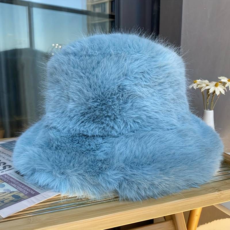 Faux Fur Fuzzy Bucket Hat For Women Classic Solid Color Basin Hats Thick Coldproof Winter Fisherm... | Temu Affiliate Program