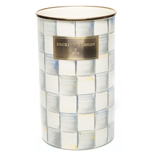 MACKENZIE-CHILDS Enamel Utensil Holder, Kitchen Utensil Holder for Countertop, Storage Caddy, Gray-and-White Sterling Check | Amazon (US)