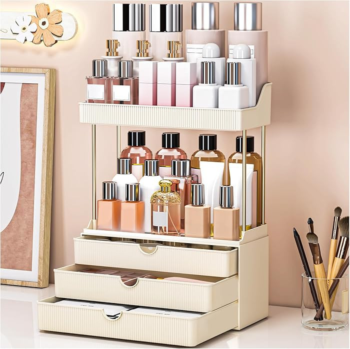 Bathroom Organizers and Storage - 3 Drawers 2 Tier Makeup Organizer, Cosmetic Storage Drawer for ... | Amazon (US)