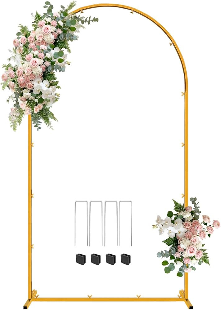 7.2 FT Wedding Arch Backdrop Stand, Gold Metal Arch Backdrop Stand for Wedding Party Ceremony Bir... | Amazon (US)