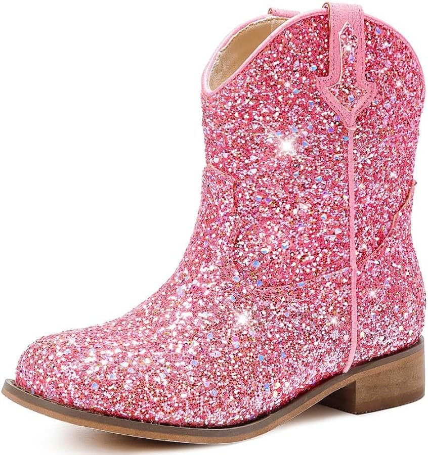 Toddler Girls Cowgirl Boots Glitter Toddler Cowboy Boot Ankle Girls Boots Little Kids Horse Ridin... | Amazon (US)