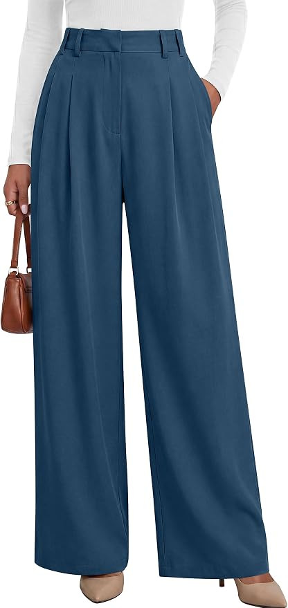 ANRABESS Work Wide Leg Pants for Womens Dress High Waisted | Business Casual Pants Flowy Slacks O... | Amazon (US)
