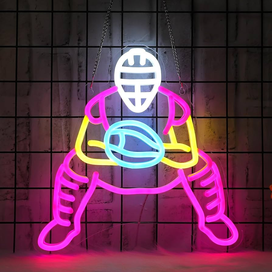 Baseball Neon Sign, Baseball Catcher Dimmable LED Wall Decor Light USB Powered, Bedroom Gaming Ro... | Amazon (US)