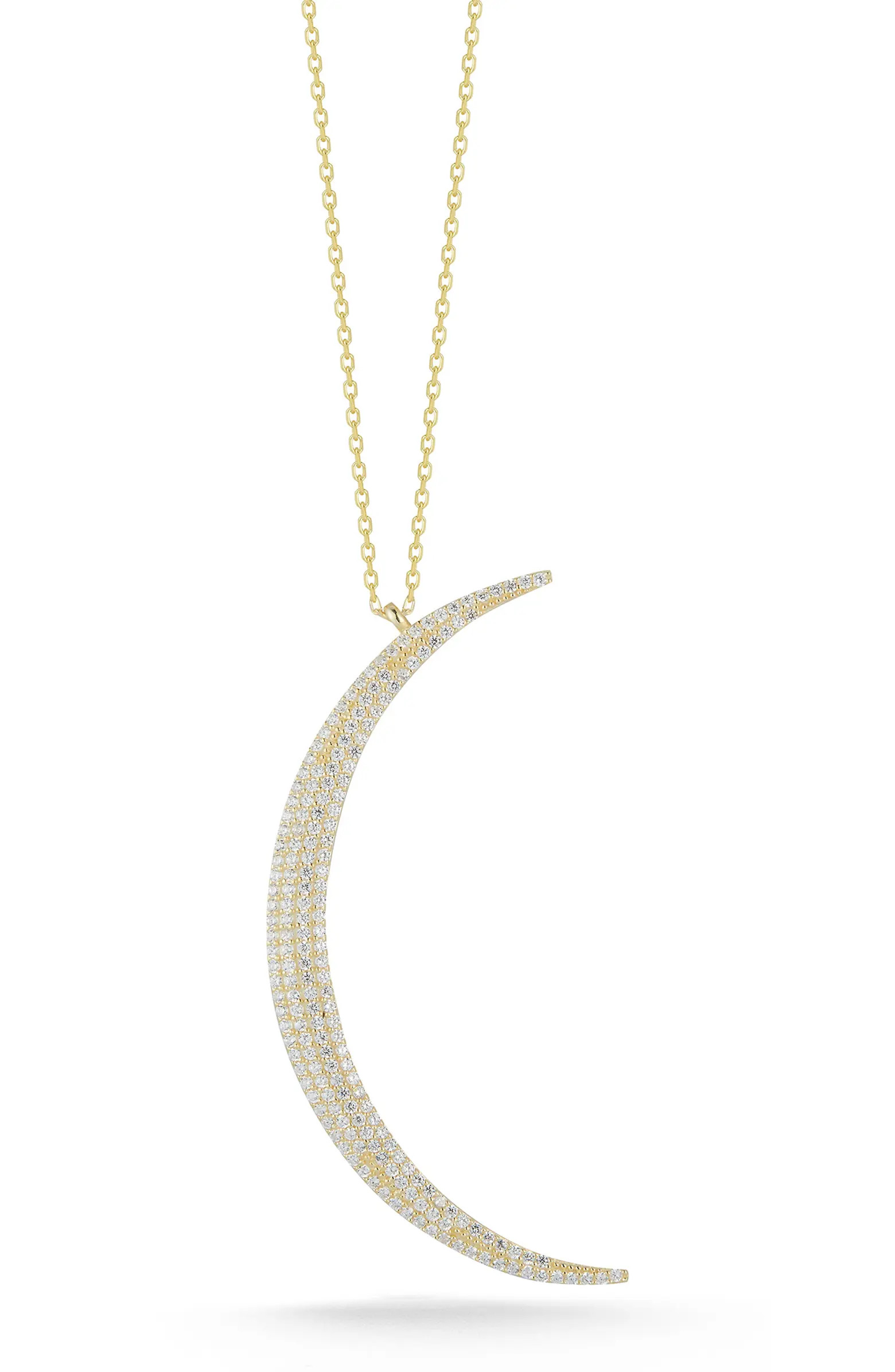 SPHERA MILANO 14K Yellow Gold Vermeil Pave CZ Crescent Moon Pendant Necklace | Nordstromrack | Nordstrom Rack