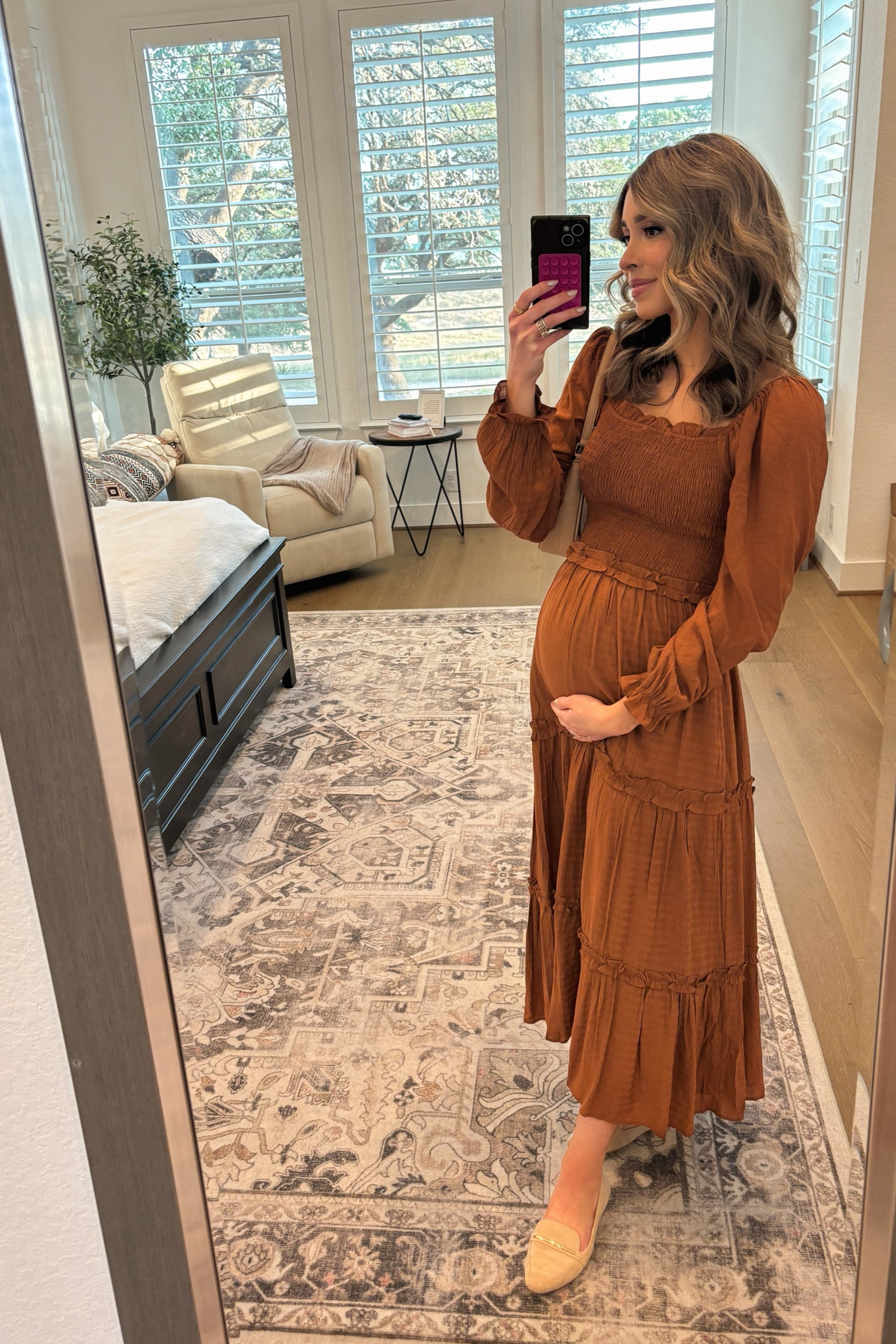 OOTD 🫶🏼🍂
Code LACEY25 sitewide at Landry Kate!
Fall dresses | bump friendly | pregnancy | maternity | suede ballet flats | suede loafers | nude purse 

#LTKFindsUnder100 #LTKStyleTip #LTKBump