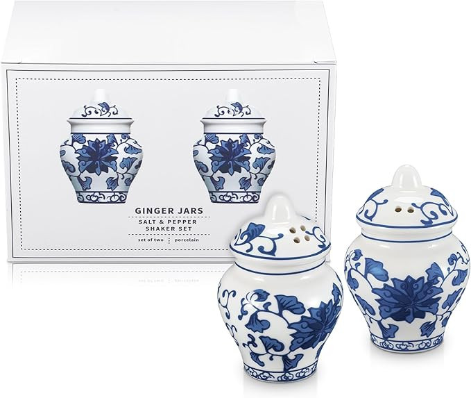 Honeydak 2 Pcs Chinoiserie Mini Ginger Jar Salt and Pepper Shakers Set in Gift Box Ceramic Jar De... | Amazon (US)