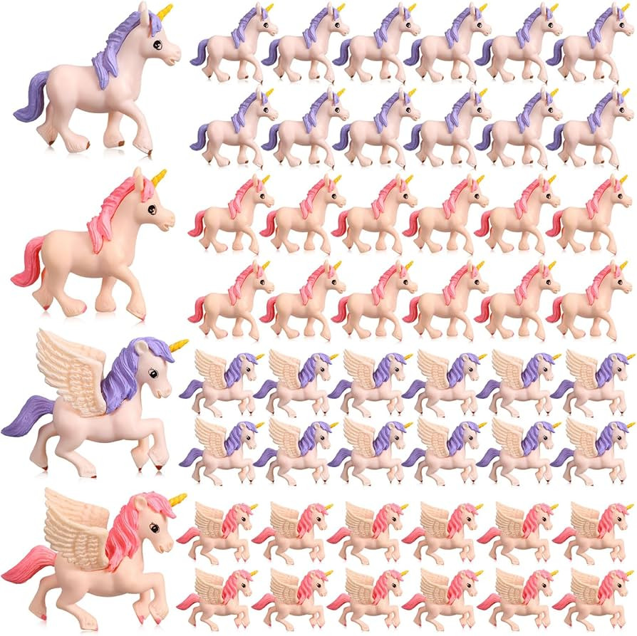 Chunful 24 Pcs Unicorn Cake Toppers Mini Small Birthday Cupcake Toppers Plastic Unicorn Figurine ... | Amazon (US)