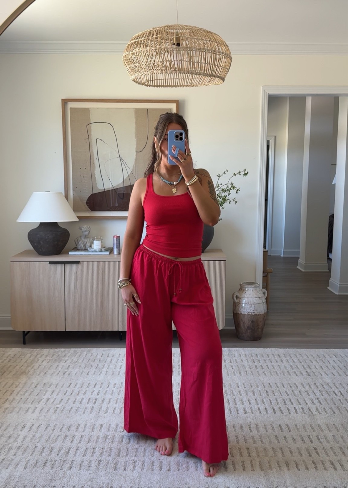 Wearing a small in the tank and a medium in pants. Summer outfit. Red matching set. Spring set.

#LTKootd