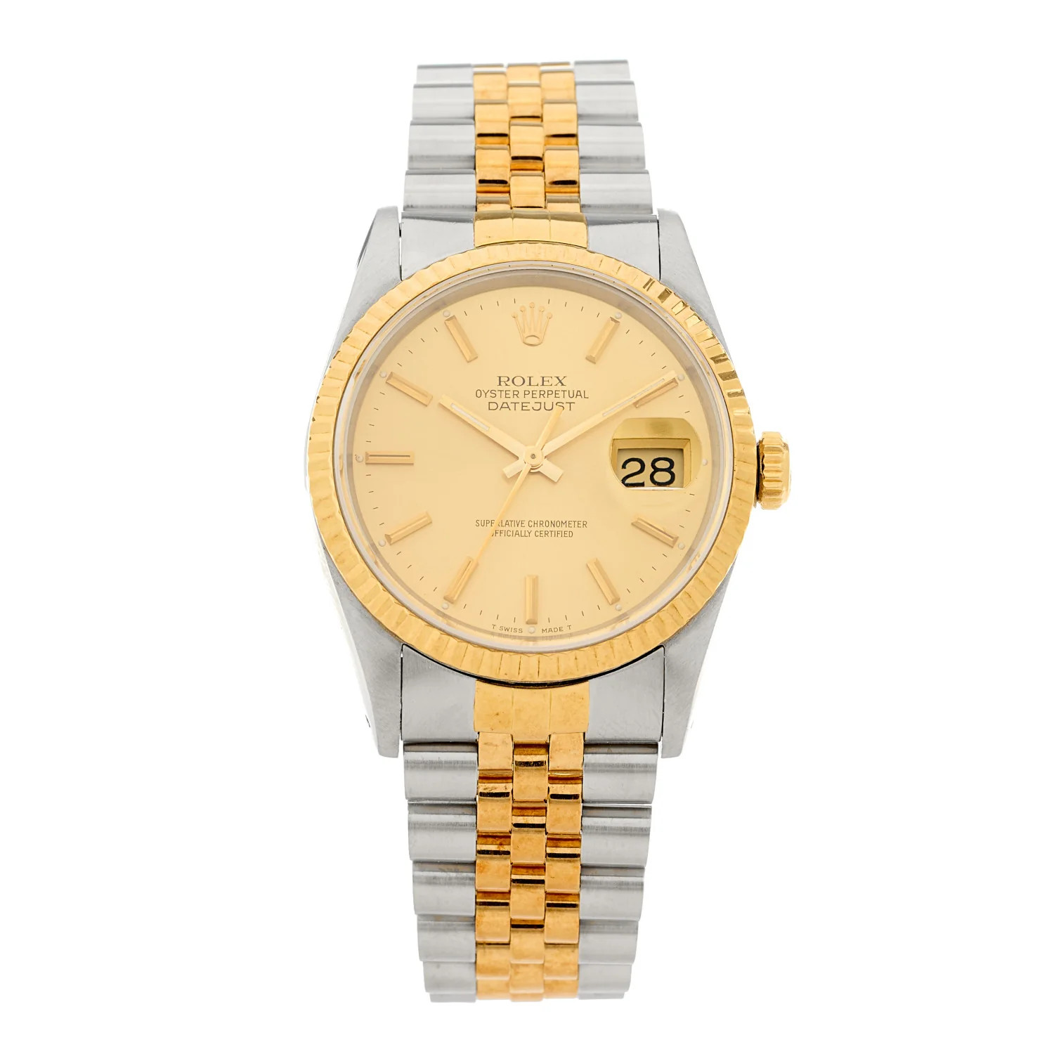 Stainless Steel 18K Yellow Gold 36mm Oyster Perpetual Datejust Watch Champagne 16233 Champagne | FASHIONPHILE (US)