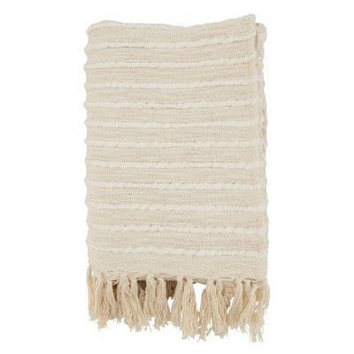 50"x60" Textured Chunky Striped Throw Blanket Ivory - Saro Lifestyle | Target