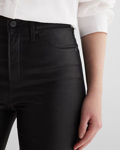 High Waisted Black Coated Skinny Jeans | Express