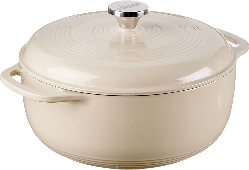 Lodge 6 Quart Enameled Cast Iron Dutch Oven with Lid – Dual Handles – Oven Safe up to 500° F... | Amazon (US)