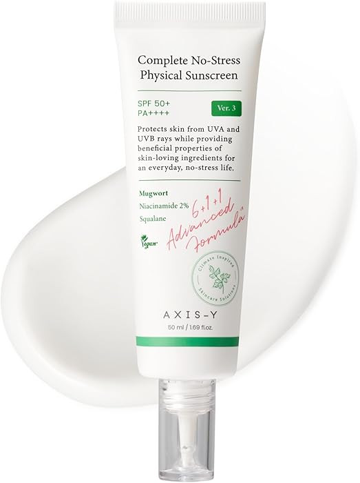 AXIS-Y Complete No-Stress Physical Sunscreen V3 - SPF 50 Mineral Face Sunscreen Moisturizer with ... | Amazon (US)