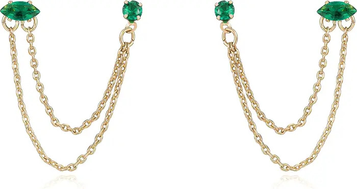 Ettika Double Piercing Chain Drop Earrings | Nordstrom | Nordstrom